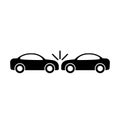 Car crash icon, vector isolated simple illustration. Side view