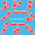 Car crash icons in sticker format