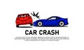 Car crash illustration banner and poster template design