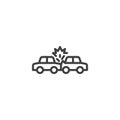 Car crash insurance line icon