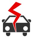 Car Crash Raster Icon Flat Illustration