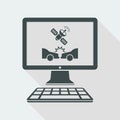 Car crash - Satellitar system for security - Vector flat icon Royalty Free Stock Photo