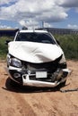 Car crash smash accident on an interstate road Royalty Free Stock Photo