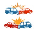 Car crash, traffic accident icon. Vector illustration