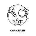 Car Crash, Traffic Accident Vector Concept Black Illustration