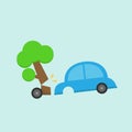 Car crash with tree. Car accident concept