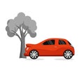 Car crash tree Road accident Damaged smashed cars Royalty Free Stock Photo