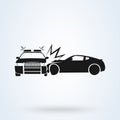 Car crash police car vector illustration flat icon style. Auto accident side view