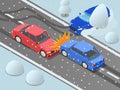 Car Crash Winter Composition Royalty Free Stock Photo