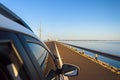 Car crossing the bridge Helio Serejo over the Parana river Royalty Free Stock Photo