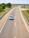 A car crossing a European highway.