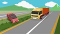 Red car accident Rotate on asphalt roads and settle in the middle of the road. Royalty Free Stock Photo