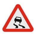 Car on dangerous road icon, flat style.