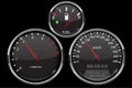 Car dashboard black gauges set. Speedometer, tachometer, fuel gauge Royalty Free Stock Photo