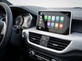 Car dashboard displaying infotainment system Royalty Free Stock Photo