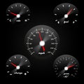 Car dashboard gauge on black background. Speed concept power meter vector illustration