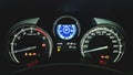 Car dashboard have a Speed meter, Tachometer, Temperature meter, Fuel indicator, Trip mile meter, Seat-belt warning light, Turn si Royalty Free Stock Photo