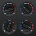 Car dashboard knob switch set. Auto air conditioner. Temperature selectors Royalty Free Stock Photo