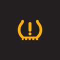 Car dashboard panel icon on a black background. Tire pressure monitoring