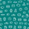 Car Dashboard Signs Thin Line Seamless Pattern Background. Vector