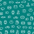 Car Dashboard Signs Thin Line Seamless Pattern Background. Vector