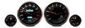 Car dashboard speedometer, tachometer gauge, fuel and engine temperature digital led light indicators Vector realistic