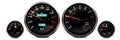 Car dashboard speedometer, tachometer gauge, fuel and engine temperature digital led light indicators Vector realistic Royalty Free Stock Photo