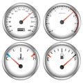 Car dashboard speedometer, tachometer gauge, fuel and engine temperature. Realistic car`s dashboard. Vector illustration