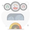 car dashboard, speedometer, tachometer vector flat illustration