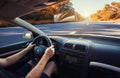 Car dashboard and steering wheel inside of car Royalty Free Stock Photo