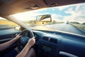 Car dashboard and steering wheel inside of car Royalty Free Stock Photo