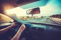 Car dashboard and steering wheel inside of car Royalty Free Stock Photo