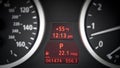 Car dashboard tachometer, speedometer and gasoline