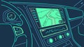 Car dashboard view, driving interface and vehicle interior vector design Generative AI Royalty Free Stock Photo