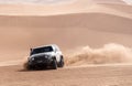 Car in dasht e lut or sahara desert Royalty Free Stock Photo