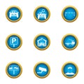 Car deal icons set, flat style