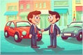 car dealer auto sale client automobile buyer salesman shaking hands with customer renting purchasing vehicle Royalty Free Stock Photo