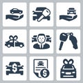 Car dealer icon set over white