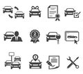 Car dealership black glyph icons vector set Royalty Free Stock Photo