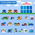 Car Dealership Flat Icons Composition Banner Royalty Free Stock Photo