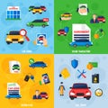 Car Dealership 4 Flat Icons Square Royalty Free Stock Photo