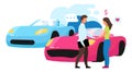 Car dealership flat vector illustration