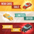 Car Dealership Leasing Horizontal Banner Set Royalty Free Stock Photo