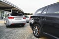 Car dealership - many vehicles parked for sale in a row Royalty Free Stock Photo