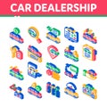 Car Dealership Shop Isometric Icons Set Vector