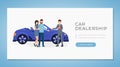 Car dealership web banner vector template. Vehicle retail business website landing page interface layout. Automobile
