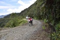 The car on the Death road, Yungas North Road between La Paz and Coroico, Bolivia