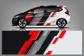 Car decal wrap design . Graphic abstract stripe racing background kit designs for vehicle, race car, rally, adventure and li Royalty Free Stock Photo