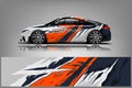 Car decal wrap design vector. Graphic abstract stripe racing background kit designs for adventure and li
