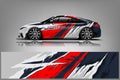 Car decal wrap design vector. Graphic abstract stripe racing background kit designs for adventure and li Royalty Free Stock Photo